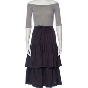 La Vie Rebecca Taylor striped midi tiered skirt dress small